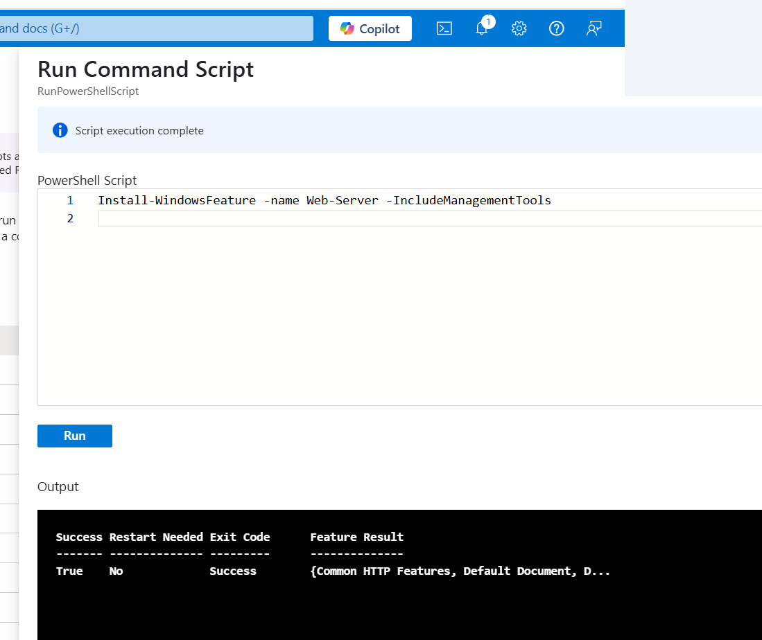 IIS installation succeeded