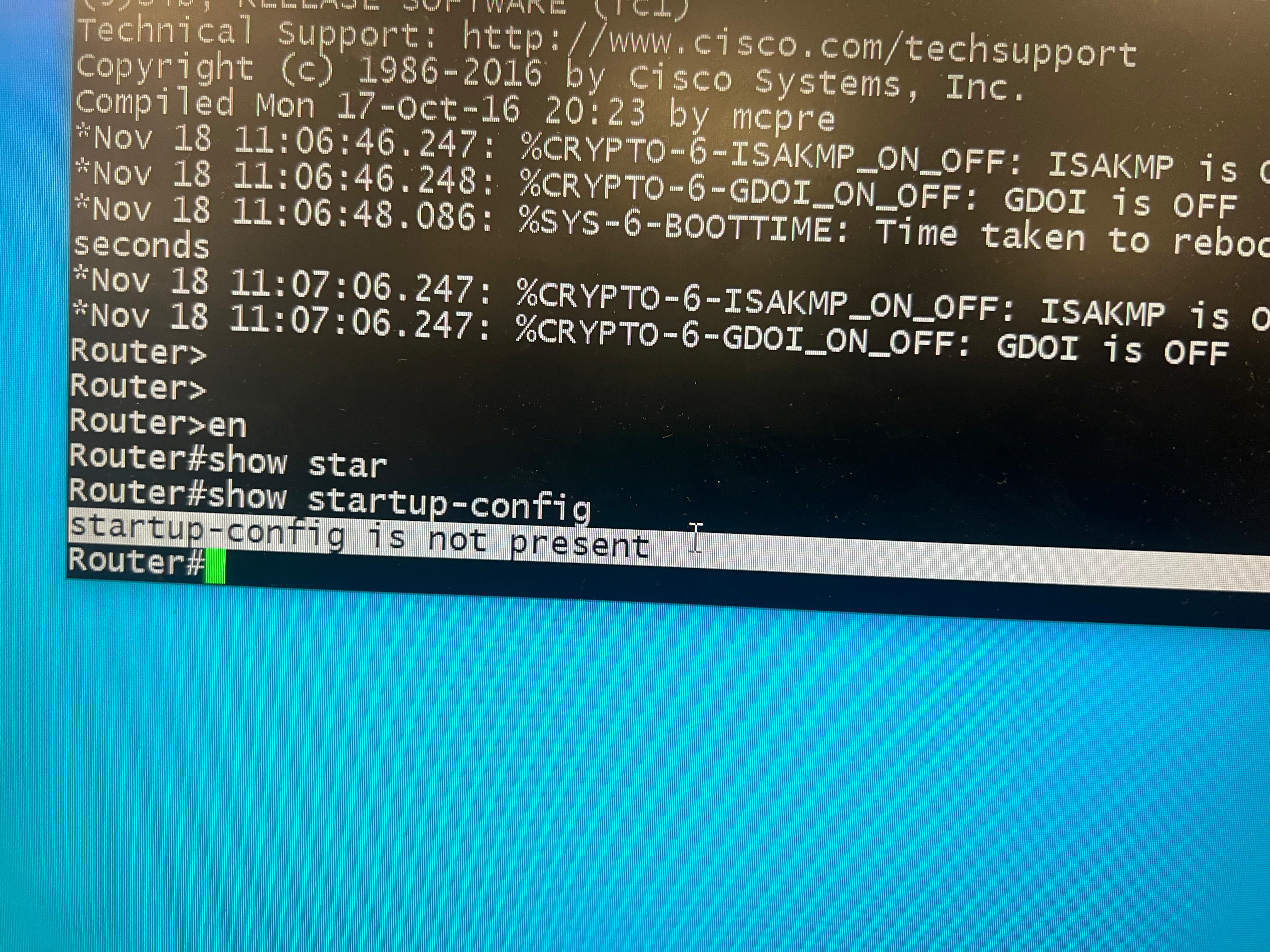 Cisco startup configuration check